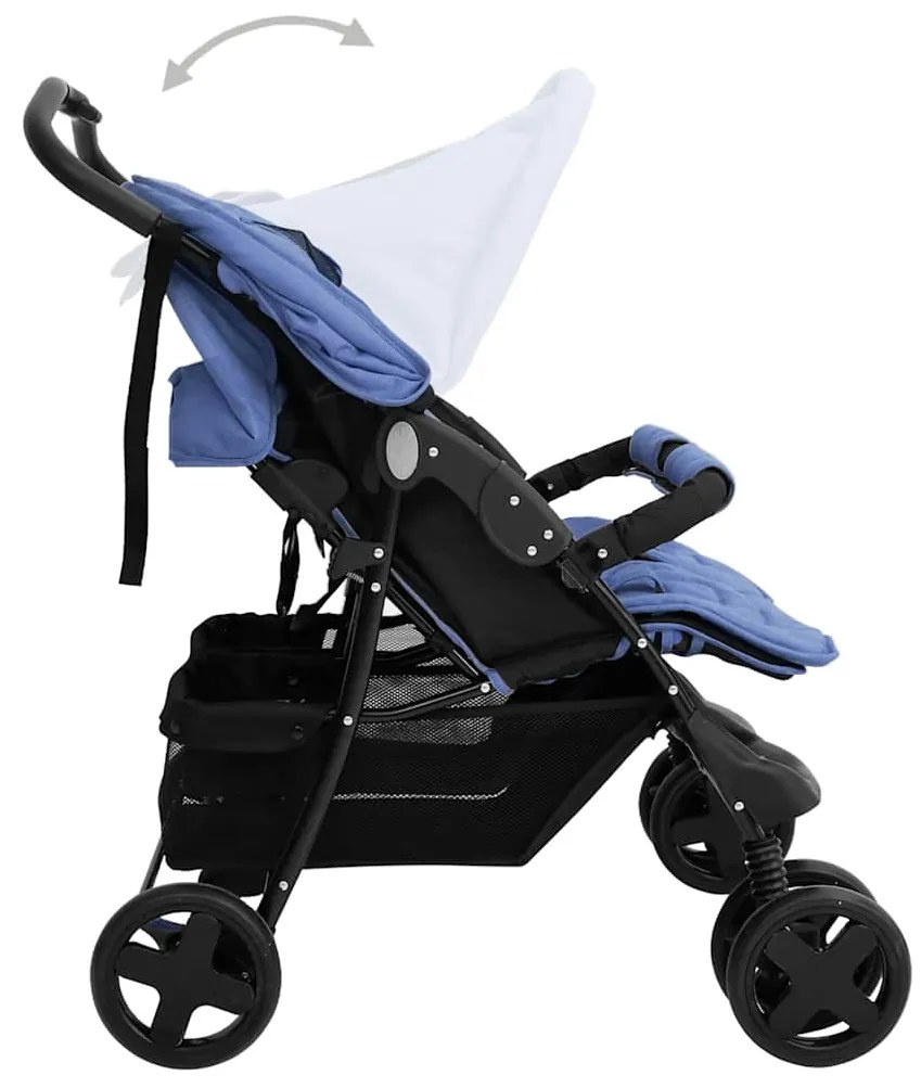 vidaXL Καρότσι Διδύμων Ναυτικό Μπλε Ατσάλινο