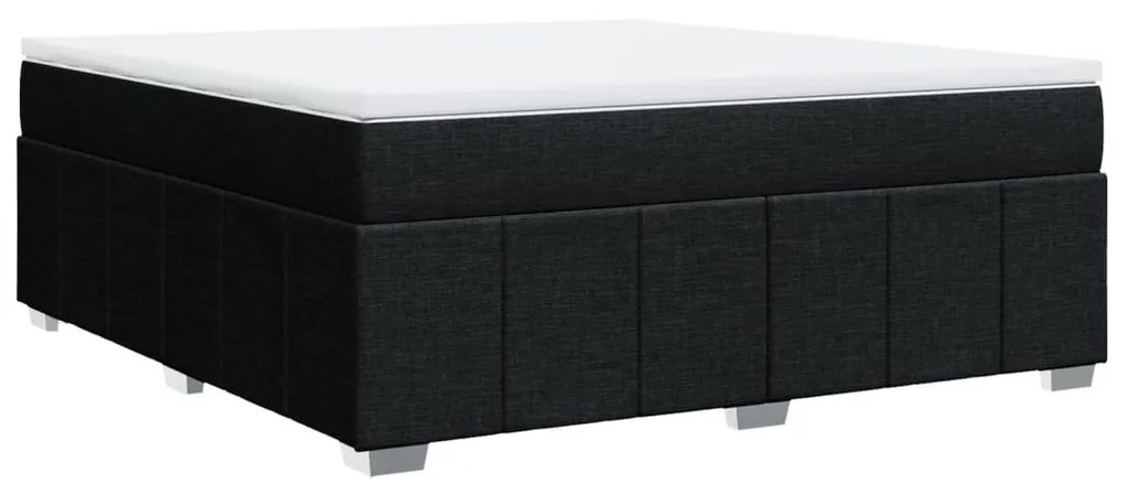 Κρεβάτι Boxspring με Στρώμα Μαύρο 180x200 εκ. Υφασμάτινο - Μαύρο