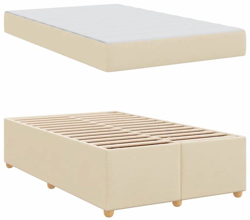 vidaXL Σκελετός Κρεβατιού με στρώμα Κρεμ 120 x 200 cm ύφασμα