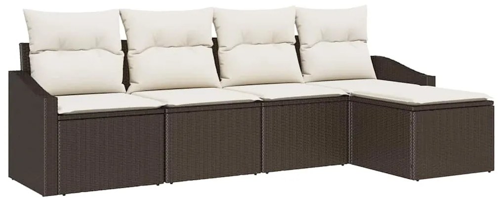 vidaXL Σετ Καναπέ Κήπου 5 pcs Καφέ Πολυ ράταν