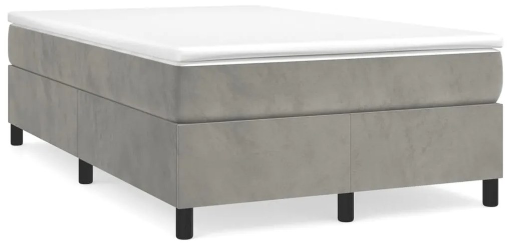 vidaXL Κρεβάτι Boxspring με Στρώμα Ανοιχτό Γκρι 120x200 εκ. Βελούδινο