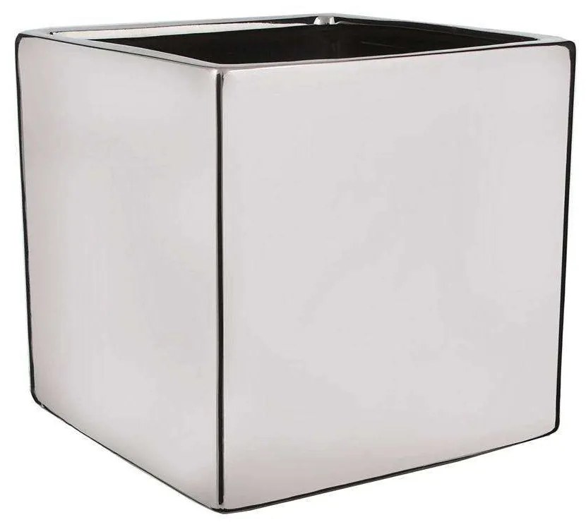 Κασπώ Κεραμικό Τετράγωνο 0520-8 21x21x21cm Silver Supergreens Κεραμικό