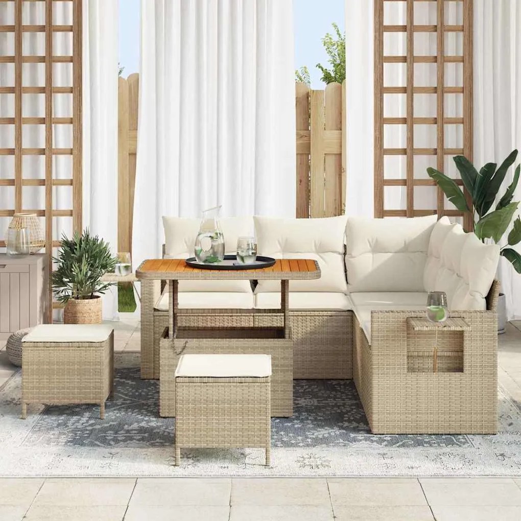 vidaXL Σετ Καναπέ Κήπου 8 pcs Μπεζ συνθετικό ρατάν