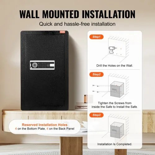 VEVOR Single Door 3.5 cu.ft Safe Box with Key Lock Password &amp; Fingerprint Black