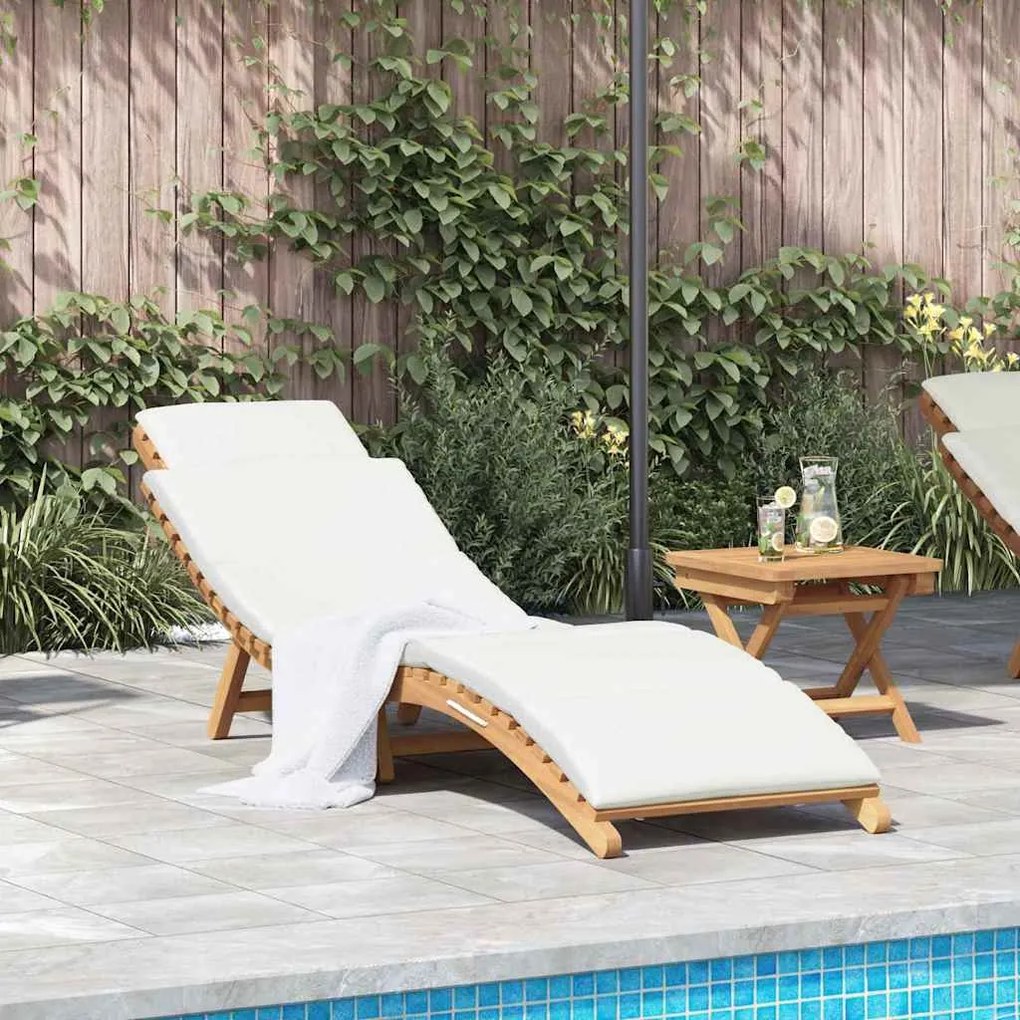 vidaXL Ξαπλώστρα Κρεμ λευκό 188 x 55 x 59 εκ. Μασίφ ξύλο teak