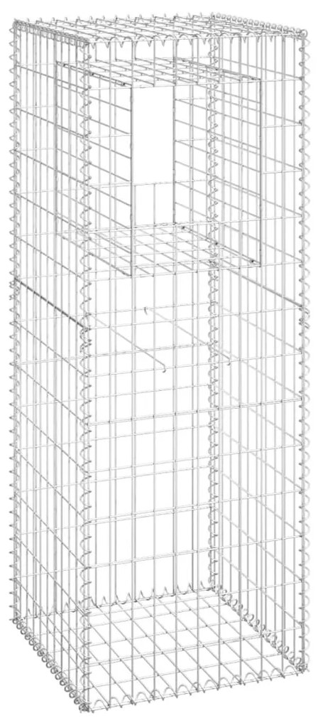 Συρματοκιβώτια Στύλοι 2 τεμ. 50 x 50 x 140 εκ. Σιδερένιοι - Ασήμι