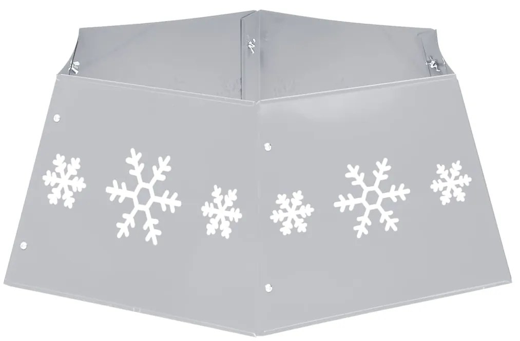 vidaXL Ποδιά Χριστουγεννιάτικου Δέντρου Ασημένια/Λευκή Ø68 x 25 εκ.