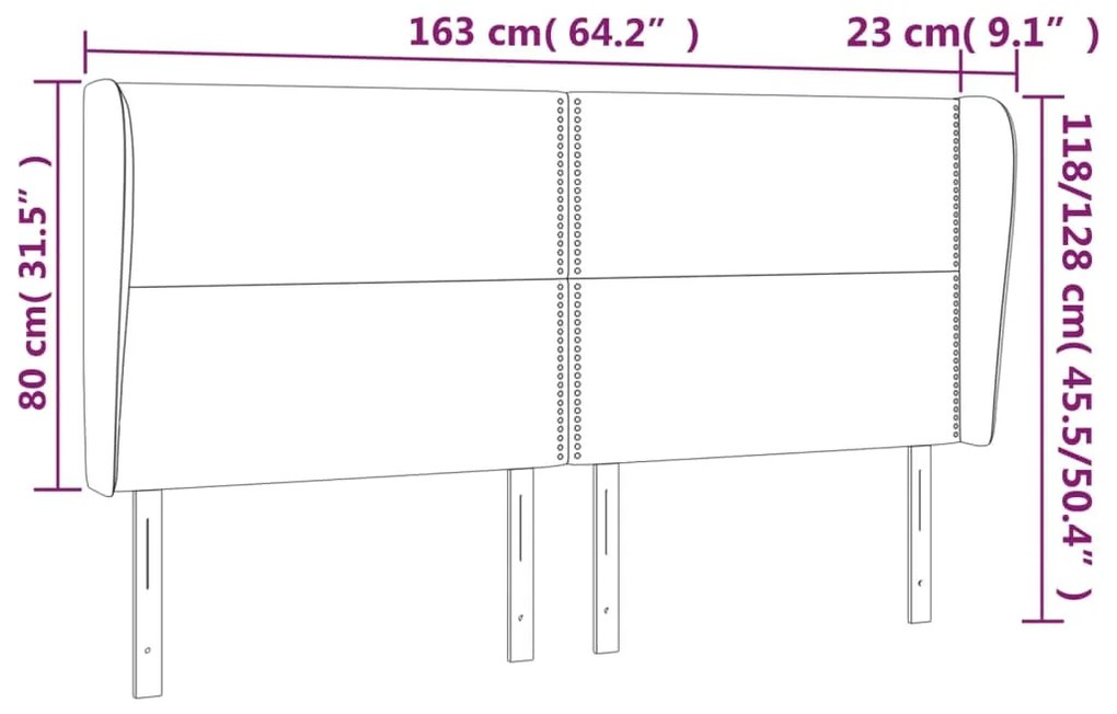 Κεφαλάρι με Πτερύγια Σκούρο Γκρι 163x23x118/128 εκ. Υφασμάτινο 3117823