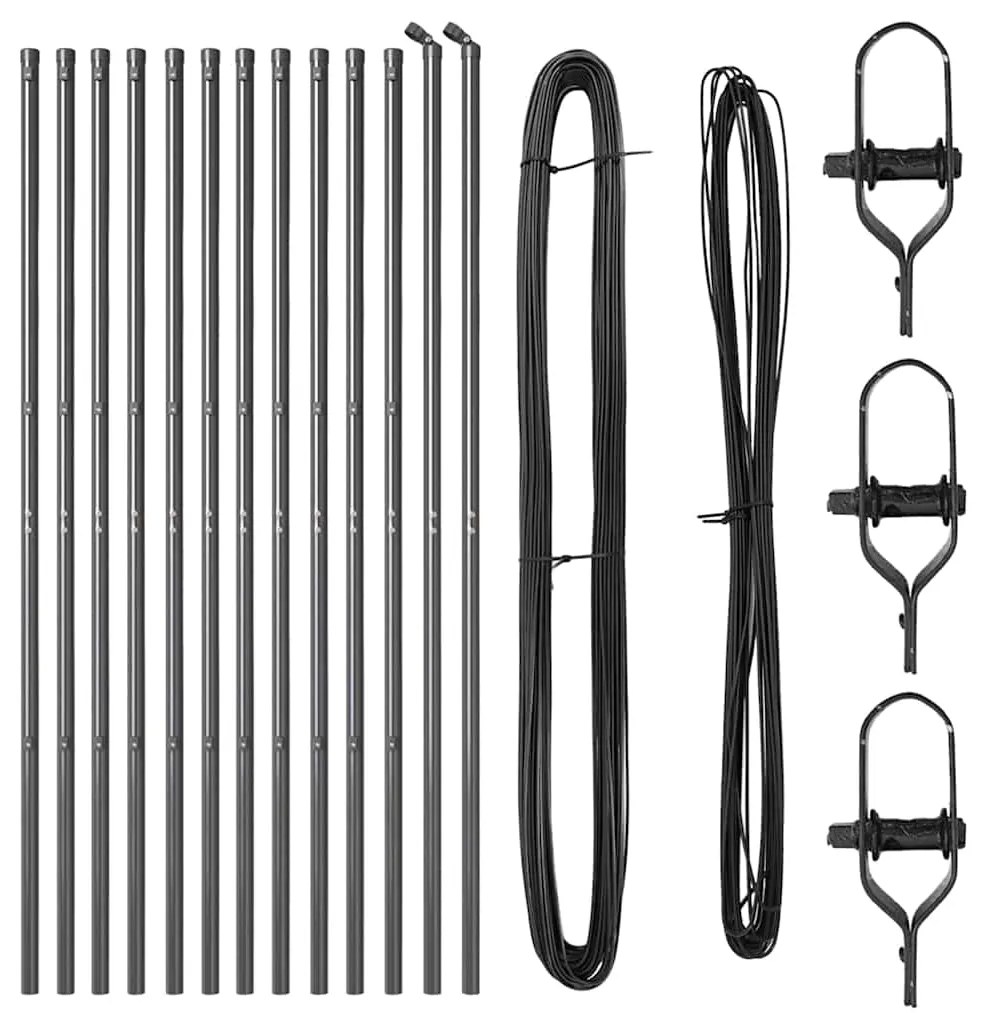 vidaXL Στύλος Περιφράξεων 13 pcs Γκρι Ατσάλι