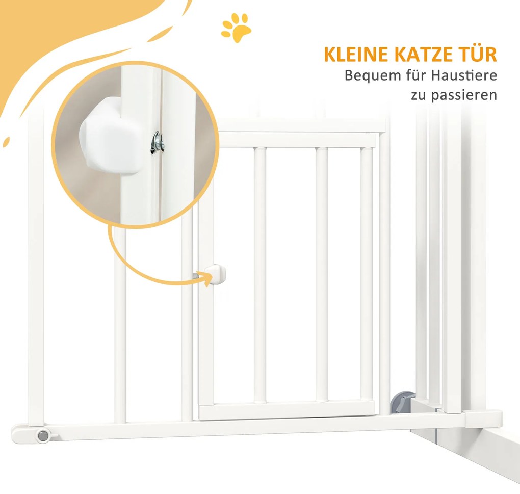 PawHut Πόρτα Ασφαλείας Σκάλας για Σκύλους, Αυτόματο Κλείσιμο, Λειτουργία με Ένα Χέρι, 100 cm x 4 cm x 76 cm, Λευκό