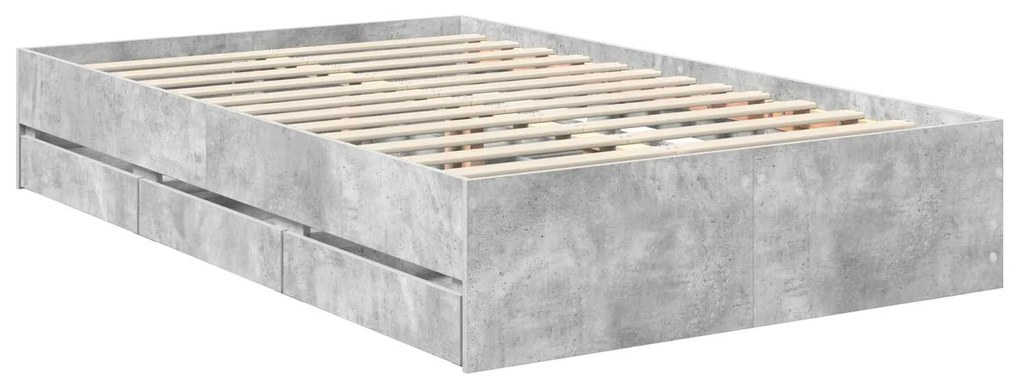 vidaXL Σκελετός Κρεβατιού Σκυρόδεμα Γκρι 120 x 200 cm Μηχανήματος Ξύλο