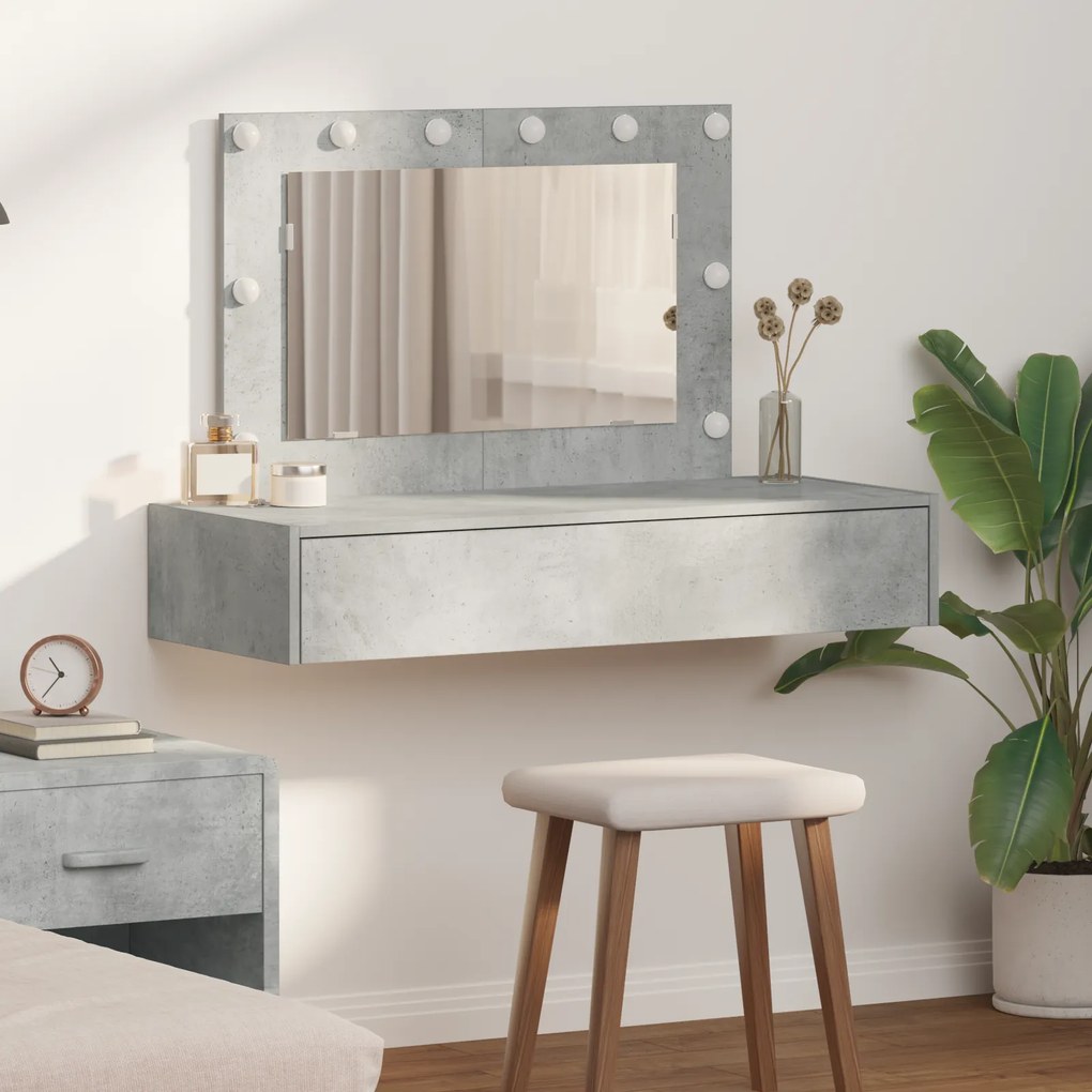 vidaXL Επιτοίχιο Dressing Table με LED Φώτα σε Concrete Grey