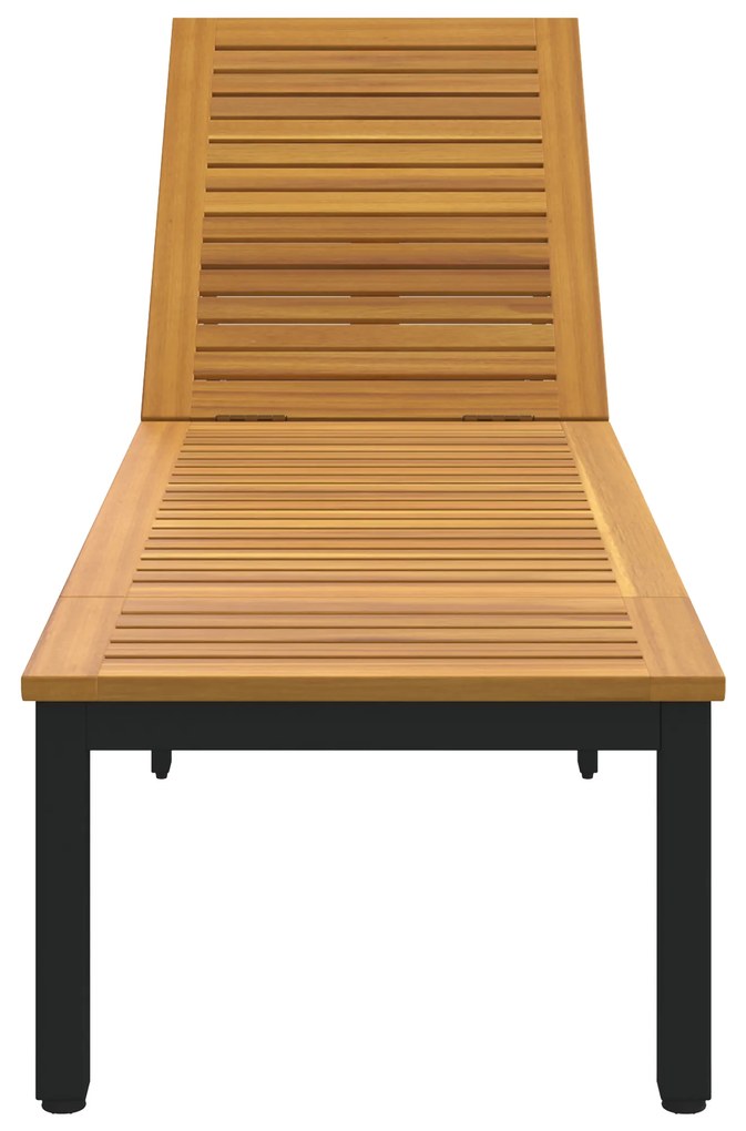 vidaXL Ξαπλώστρα Μαύρη 200x55x35 εκ Μασίφ Ξύλο Ακακίας