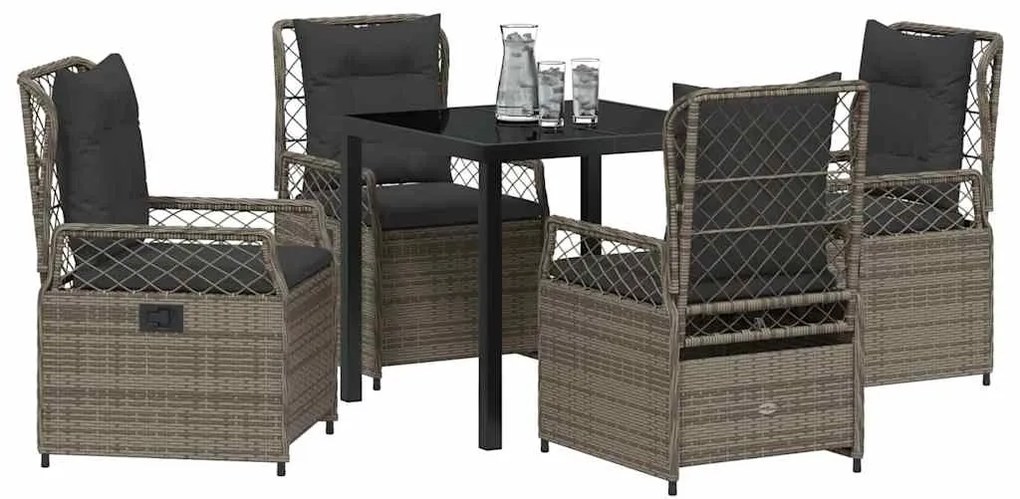 vidaXL Σέτ φαγητού για κήπο 5 pcs Γκρι συνθετικό ρατάν