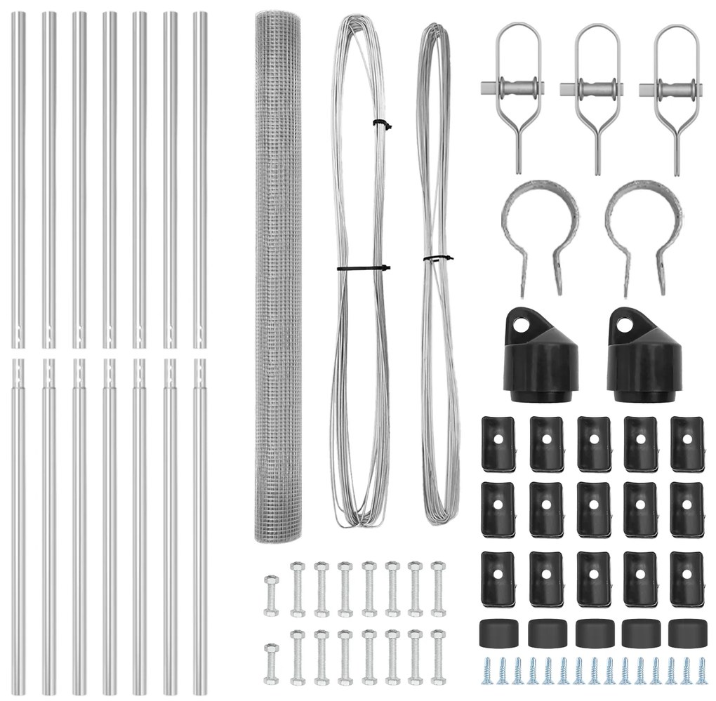 vidaXL Welded Wire Fence με 7 Πόλους 1.6x10 μ Γαλβανισμένος Χάλυβας