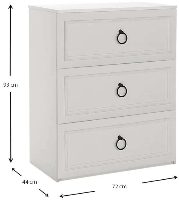 Συρταριέρα Hampton Megapap χρώμα λευκό 72x44x93εκ.