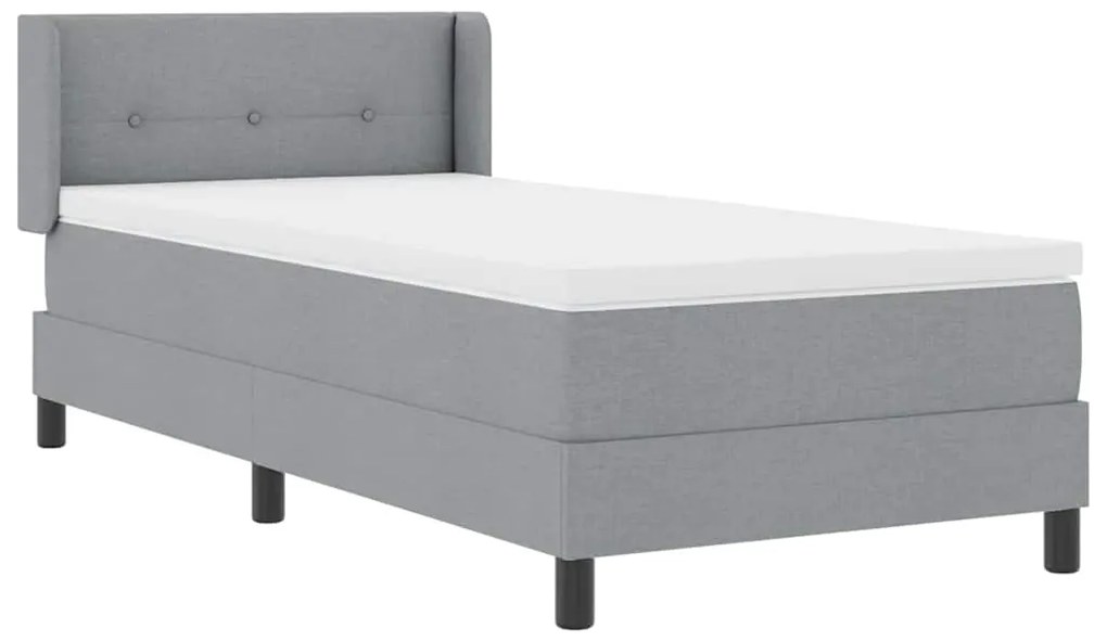 vidaXL Κρεβάτι box spring με στρώμα με στρώμα Ανοιχτό γκρι 90 x 200 cm