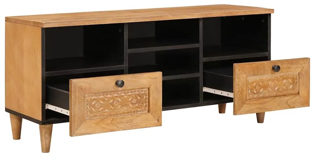 vidaXL Ντουλάπι TV Ανοιχτό καφέ 100 x 33 x 46 εκ Μασίφ ξύλο μάνγκο