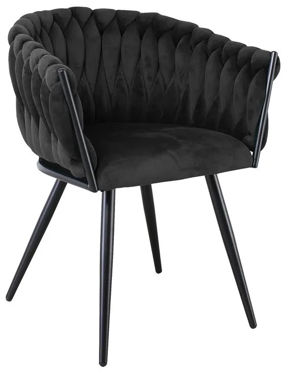 WOODWELL VERDI Πολυθρόνα Μέταλλο Βαφή Μαύρο, Ύφασμα Velure, Απόχρωση Μαύρο 64x54x80cm ΕΜ786,3