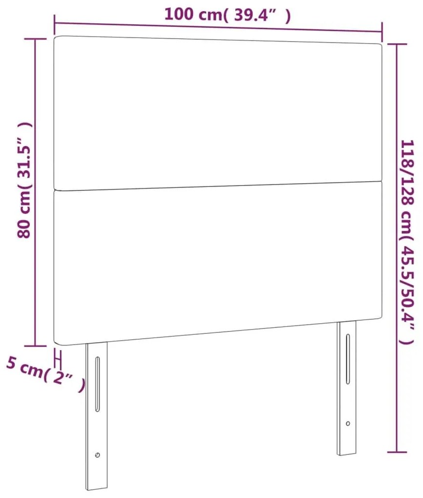 Κεφαλάρι Κρεβατιού LED Ροζ 100x5x118/128 εκ. Βελούδινο  - Ροζ