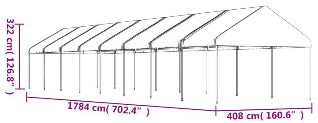 vidaXL Κιόσκι με Τέντα Λευκό 17,84 x 4,08 x 3,22 μ. από Πολυαιθυλένιο