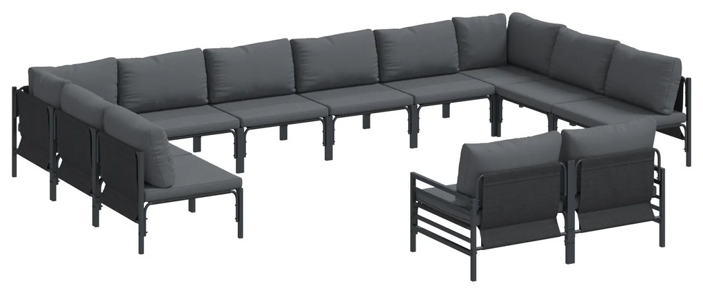 vidaXL Σετ Καναπέ Κήπου 12 pcs Ανθρακί Ατσάλι