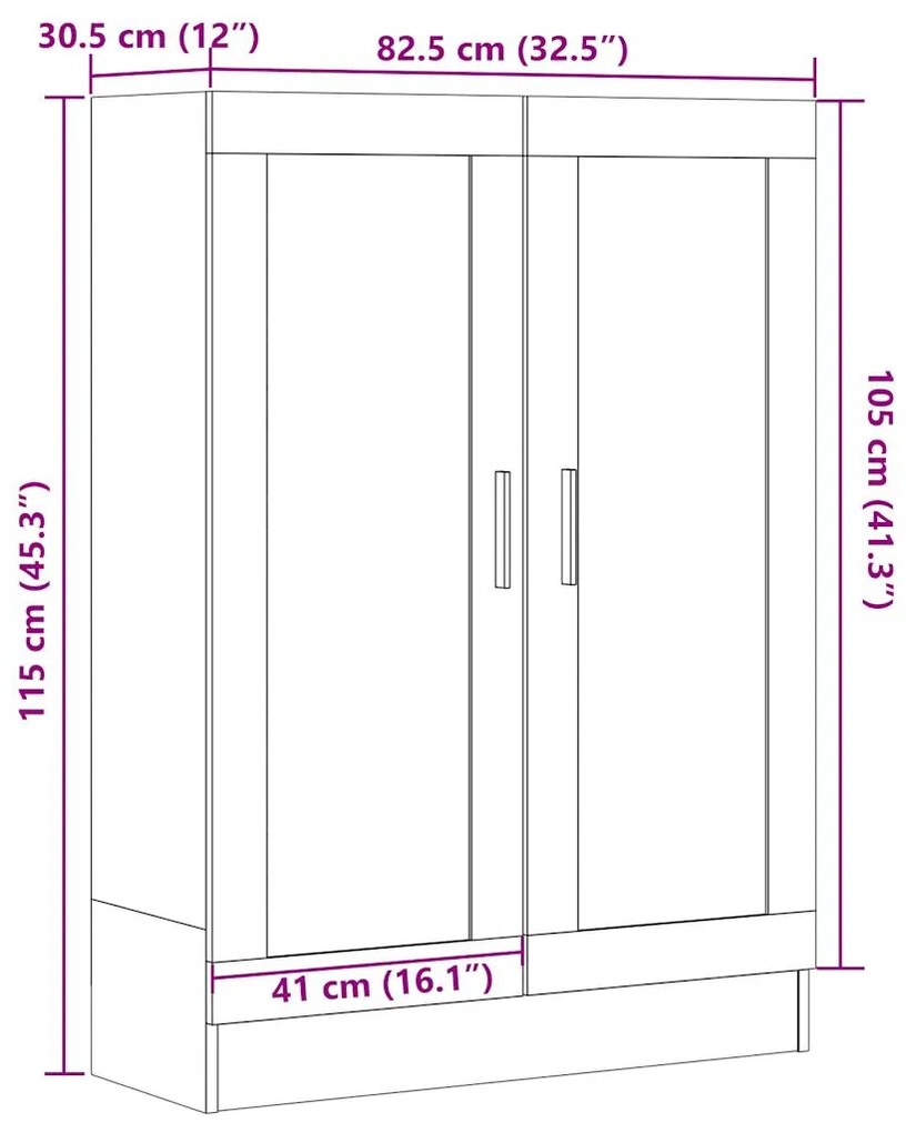 Βιβλιοθήκη Παλαιό Ξύλο 82,5 x 30,5 x 115 εκ. Επεξ. Ξύλο - Καφέ