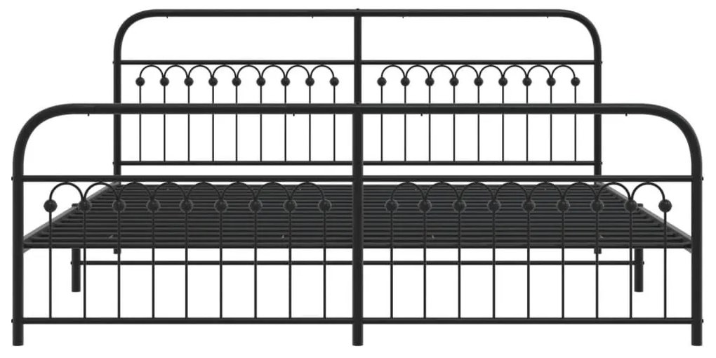 Πλαίσιο Κρεβατιού με Κεφαλάρι&amp;Ποδαρικό Μαύρο 193x20 εκ. Μέταλλο - Μαύρο