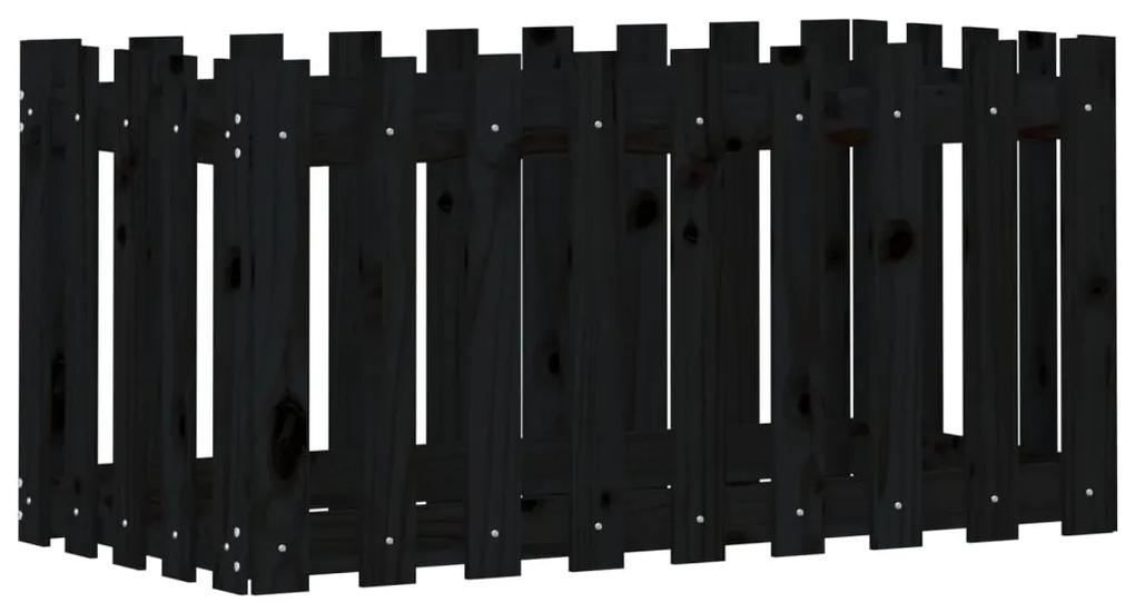 vidaXL Ζαρντινιέρα Υπερυψωμένη Σχ Φράχτη Μαύρη 100x50x50εκ Μασίφ Πεύκο