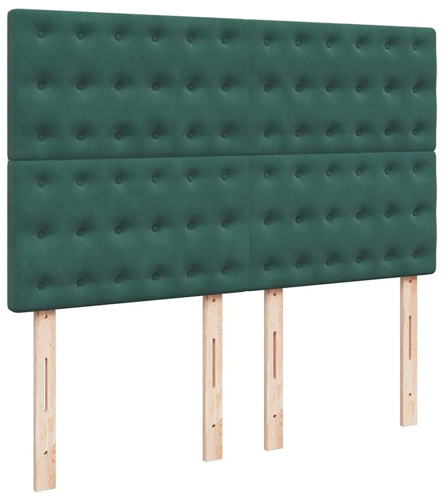 vidaXL Κρεβάτι Boxspring με Στρώμα Σκούρο Πράσινο 140x190εκ. Βελούδινο