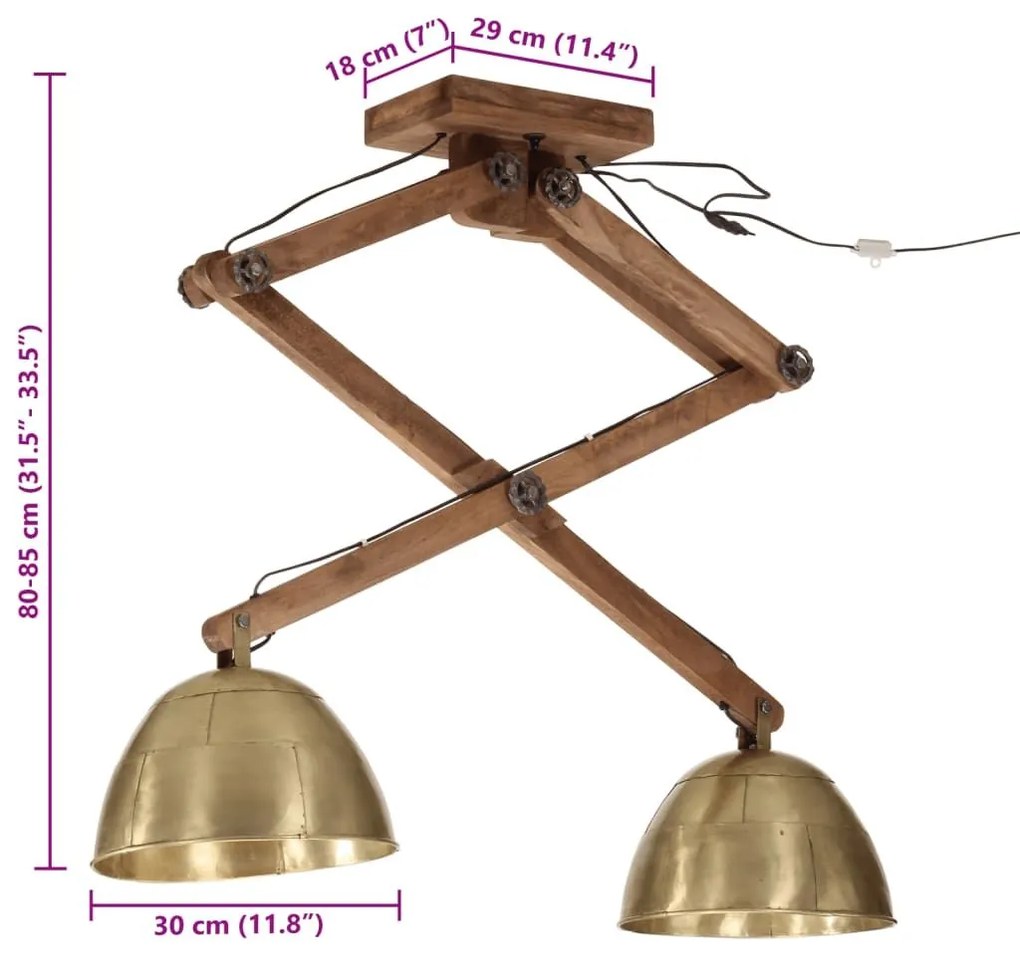 Φωτιστικό Οροφής 25 W Αντικέ Ορείχαλκος 29x18x85 εκ. Ε27 - Καφέ