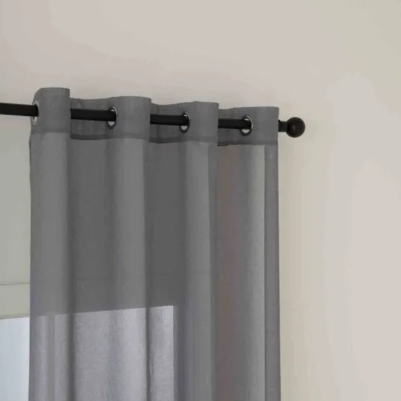Beauty Home Κουρτίνα γάζα μονόχρωμη με 8 μεταλλικούς κρίκους Sharp Art 8448 140x270 Ανθρακί