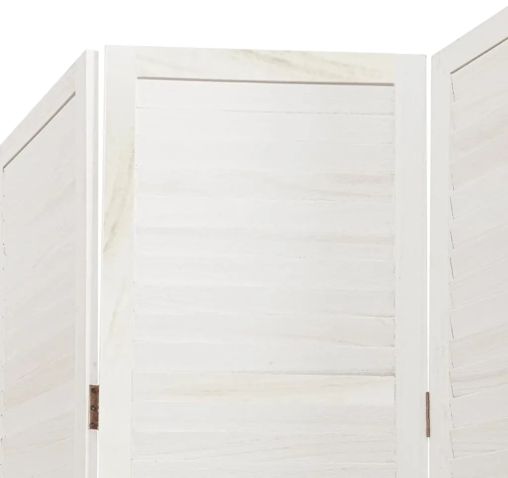 vidaXL Διαχωριστικό Χώρου με 5 Πάνελ Λευκό από Μασίφ Ξύλο Παυλώνιας