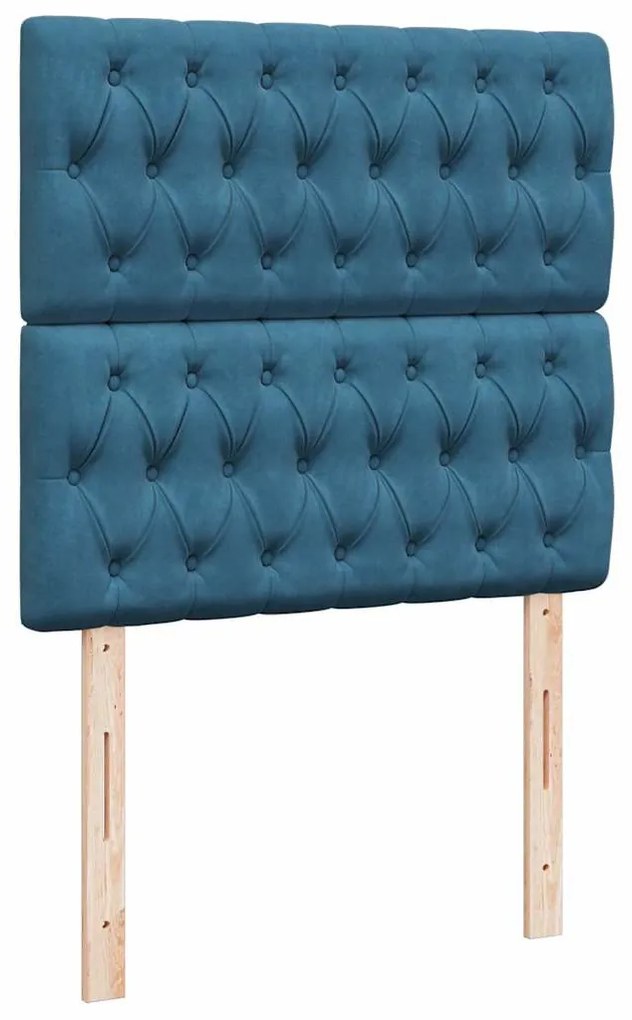 vidaXL Κρεβάτι Boxspring με Στρώμα Σκούρο Μπλε 90x200 εκ. Βελούδινο