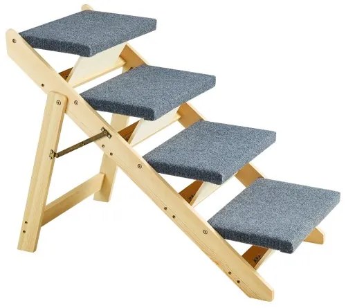 VEVOR  Wooden Pet Stairs/Pet Step with 4 Steps 2-in-1 Foldable Dog Stair 150 lbs