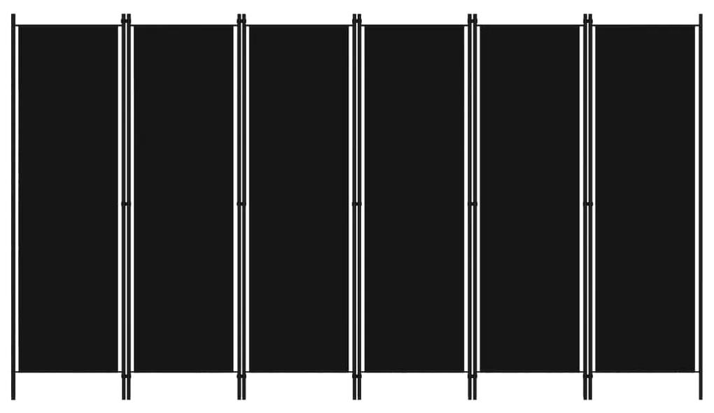 Διαχωριστικό Δωματίου με 6 Πάνελ Μαύρο 300 x 180 εκ.
