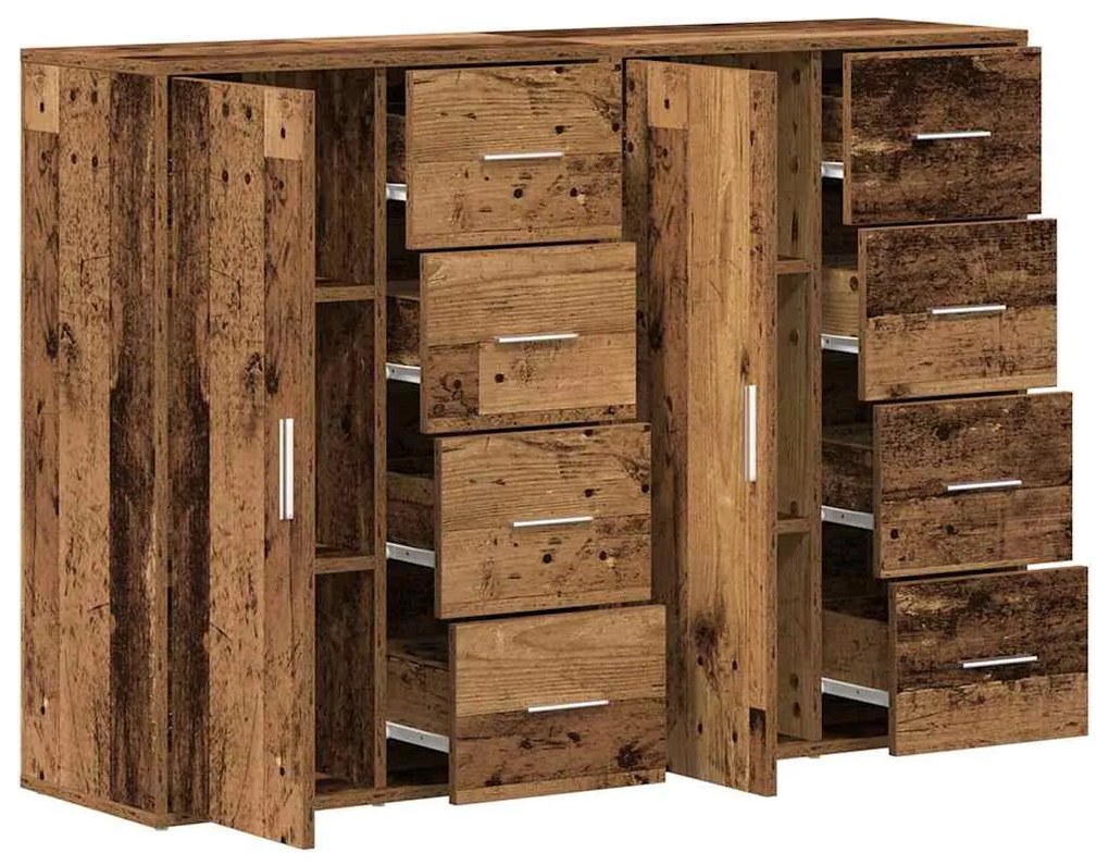 vidaXL Πλαϊνό γραφείο με συρτάρι 2 pcs Παλιό ξύλο 60 x 31 x 84 εκ.