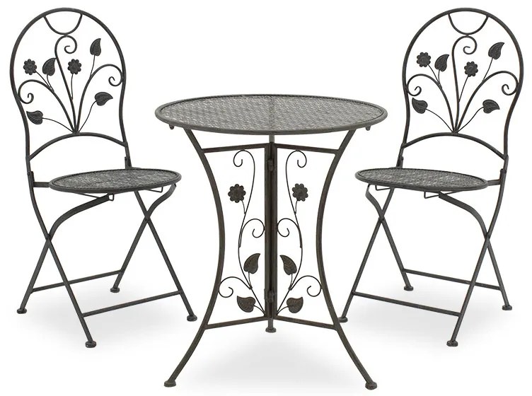 Τραπεζαρία Abriel pakoworld σετ 3τεμ μέταλλο ανθρακί antique