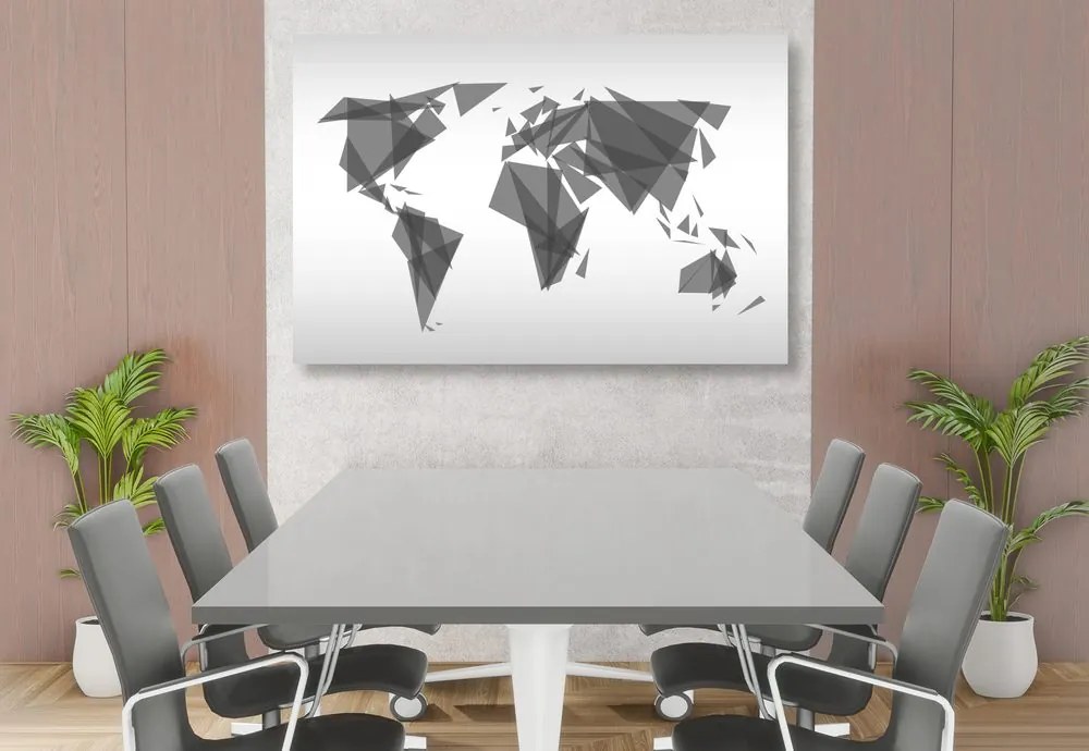 Εικόνα σε γεωμετρικό παγκόσμιο χάρτη από φελλό σε ασπρόμαυρο σχέδιο - 90x60  flags