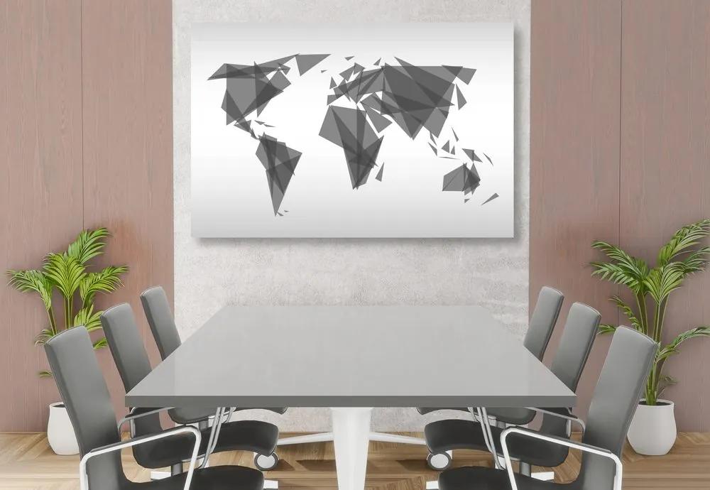 Εικόνα σε γεωμετρικό παγκόσμιο χάρτη από φελλό σε ασπρόμαυρο σχέδιο - 90x60  transparent