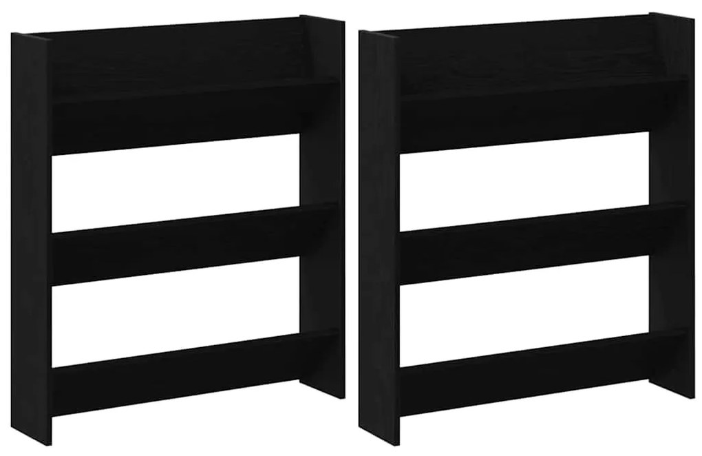 vidaXL Ντουλάπες παπουτσιών τοίχου 2 pcs Μαύρη δρυς Επεξεργασμένο ξύλο