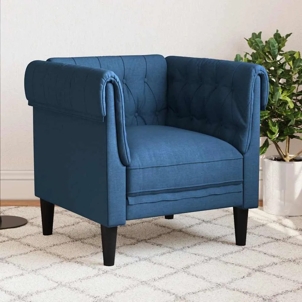 vidaXL Πολυθρόνα Chesterfield Μπλε Υφασμάτινη