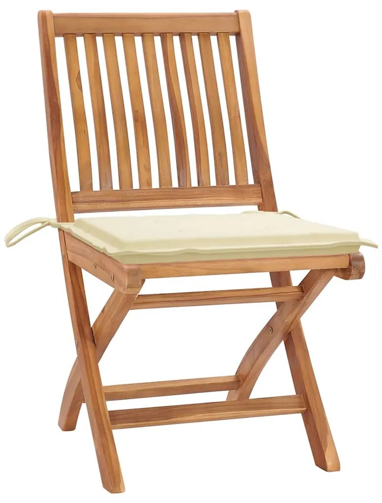 vidaXL Καρέκλες Κήπου Πτυσσόμενες 8 τεμ. Μασίφ Ξύλο Teak με Μαξιλάρια