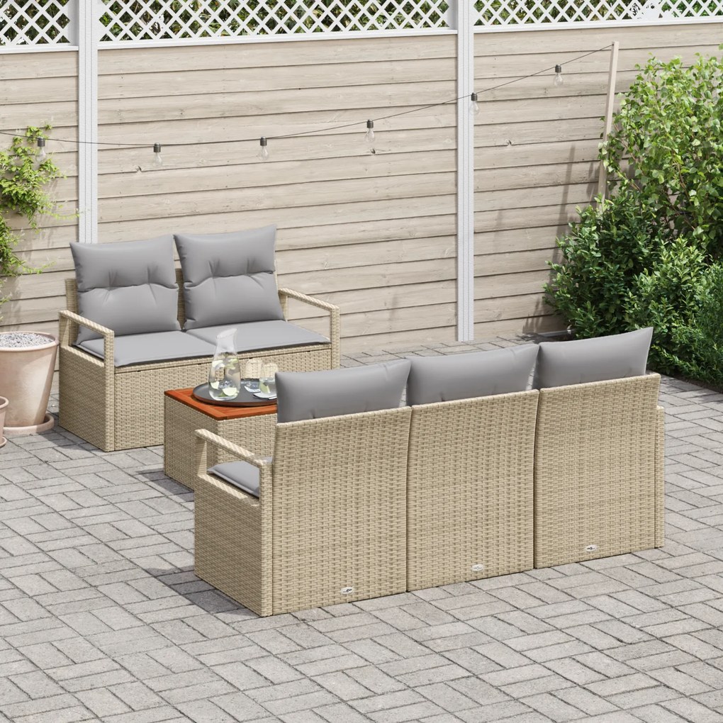 vidaXL Σετ καναπέ κήπου 6 pcs Beige, ανοιχτό γκρι Μεσαίο