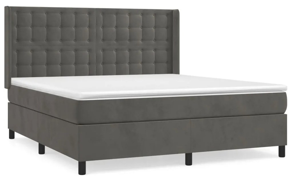 ΚΡΕΒΑΤΙ BOXSPRING ΜΕ ΣΤΡΩΜΑ ΣΚΟΥΡΟ ΓΚΡΙ 180X200 ΕΚ. ΒΕΛΟΥΔΙΝΟ 3132934