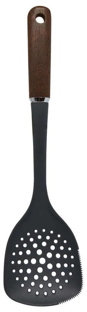 Κουτάλα Τρυπητή  Με Ξύλινη Λαβή 809677 38x9,3cm Black Ankor Plastic