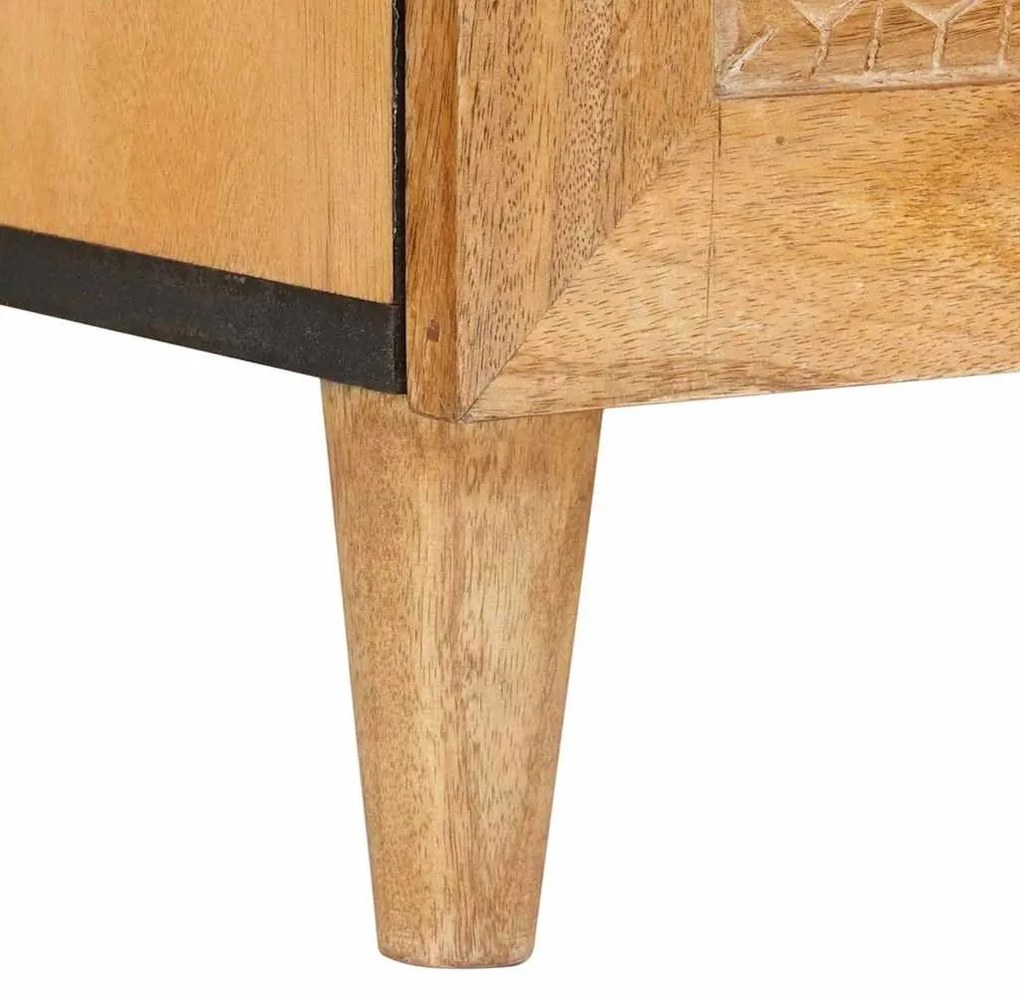 vidaXL Ντουλάπι TV Ανοιχτό καφέ 100 x 33 x 46 εκ Μασίφ ξύλο μάνγκο