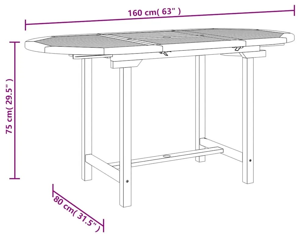 ΤΡΑΠΕΖΙ ΚΗΠΟΥ ΕΠΕΚΤΕΙΝΟΜΕΝΟ 110-160X80X75 ΕΚ. ΜΑΣΙΦ ΞΥΛΟ TEAK 363486