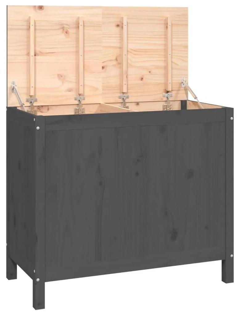 vidaXL Καλάθι Ρούχων Γκρι 88,5x44x76 εκ. από Μασίφ Ξύλο Πεύκου