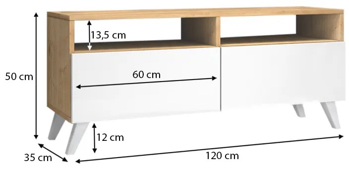 ΕΠΙΠΛΟ ΤΗΛΕΟΡΑΣΗΣ ENCOY MEGAPAP ΧΡΩΜΑ SONOMA - ΛΕΥΚΟ 120X35X50ΕΚ.